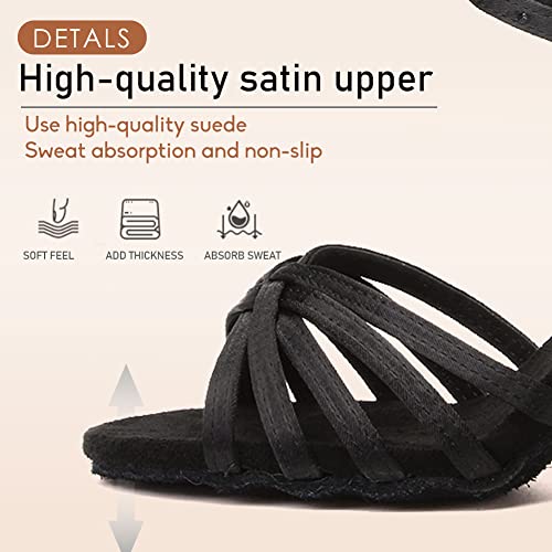 HROYL Zapatos de Baile Latino Mujer Salsa Tango Bachata Vals Zapatos de Baile de Salon,213-Negro-7, EU 40