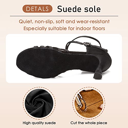 HROYL Zapatos de Baile Latino Mujer Salsa Tango Bachata Vals Zapatos de Baile de Salon,213-Negro-7, EU 40