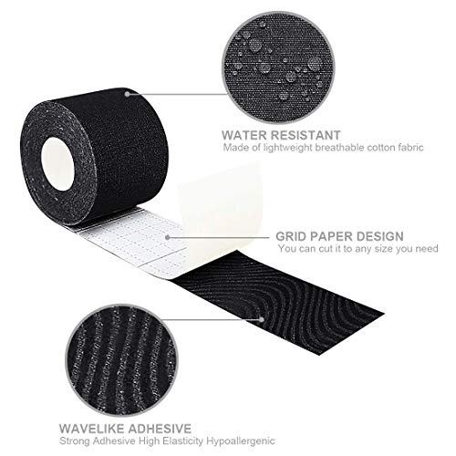 HSAJS 2 Rouleau de Poitrine et 15 Paires de Cache-tétons, Boob Tapeet, Soutien Gorge adhesif Breast Lift Tape pour A-E Cup, Ruban de Levage de Poitrine Respirant Bricolage (Negro + Caqui)