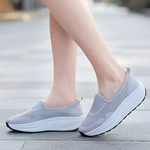 Hsyooes Shape Ups Zapatos de Mujer Andar Deporte Zapatilla de Deporte Plataforma Malla Running Zapatos Height-Increasing Sneaker