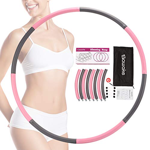 Hula - Aro de fitness para adultos para perder peso, de acero inoxidable, 1,2 kg, con espuma EVA y cinta métrica, extraíble, para fitness, deportes, hogar y oficina