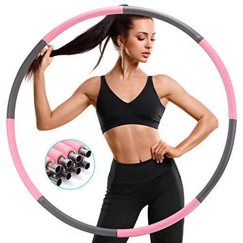 Hula - Aro de fitness para adultos para perder peso, de acero inoxidable, 1,2 kg, con espuma EVA y cinta métrica, extraíble, para fitness, deportes, hogar y oficina