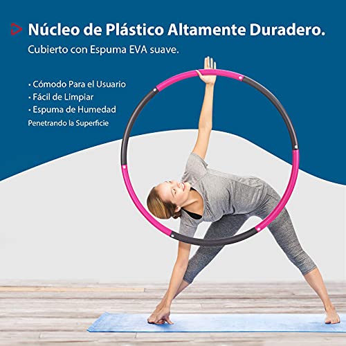 Hula Hoop Fitness,sinocare Weighted Hula Hoop ponderado Aro Fitness Desmontable con Espuma Smart Hula Hoop para Adultos con Peso Ajustable, Adecuado para Fitness Adulto y pérdida Peso