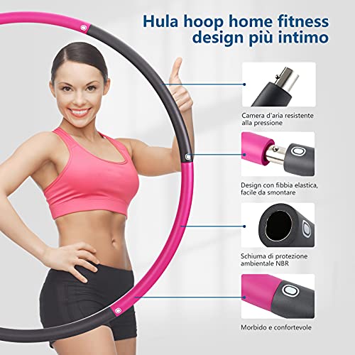 Hula Hoop Fitness,sinocare Weighted Hula Hoop ponderado Aro Fitness Desmontable con Espuma Smart Hula Hoop para Adultos con Peso Ajustable, Adecuado para Fitness Adulto y pérdida Peso