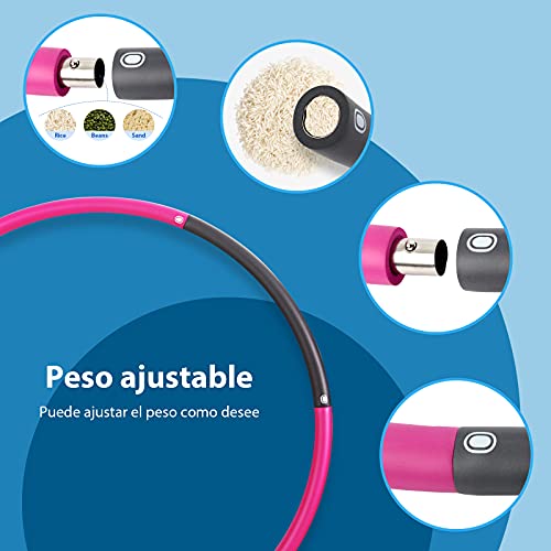 Hula Hoop Fitness,sinocare Weighted Hula Hoop ponderado Aro Fitness Desmontable con Espuma Smart Hula Hoop para Adultos con Peso Ajustable, Adecuado para Fitness Adulto y pérdida Peso