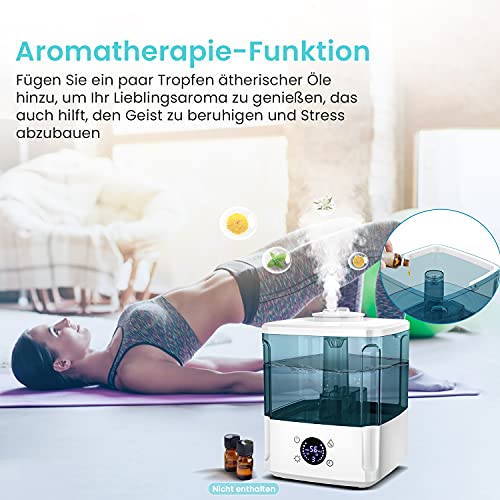 Humidificador de Aire 4.5L Humidificador Temporizador Silencioso, 7 Colores de Luces LED, Apagado Automático, Llenado Superior, Modo de Suspensión para Cuarto del Bebé Casa Salón Warmfunn