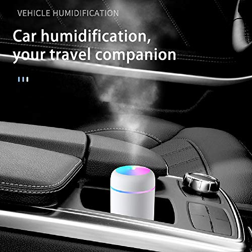 Humidificador Mini Portátil, Humidificador Silencioso 300ml Niebla Ajustable Función Apagado Automático, alimentación USB Luz Nocturna LED de 7 colores, para Hogar, ODormitorio, la Oficina
