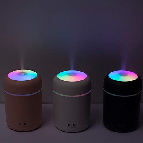Humidificador Mini Portátil, Humidificador Silencioso 300ml Niebla Ajustable Función Apagado Automático, alimentación USB Luz Nocturna LED de 7 colores, para Hogar, ODormitorio, la Oficina