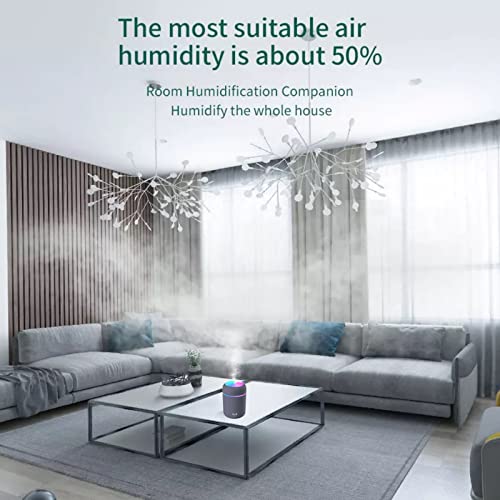 Humidificador TOVARIN,Humidificador Ultrasónico con Alimentación USB,Humidificador Mini con Función de luz Nocturna y apagado automático, 2 modos de niebla para para hogar, Oficina, Coche(Gris)
