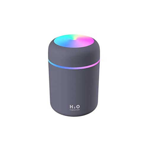 Humidificador TOVARIN,Humidificador Ultrasónico con Alimentación USB,Humidificador Mini con Función de luz Nocturna y apagado automático, 2 modos de niebla para para hogar, Oficina, Coche(Gris)