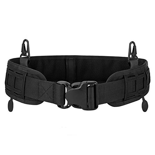 HUNTVP 1000D Cinturón Táctico Ajustable MOLLE Cinturón Militar Cinturón de Utilidad Nailon para Airsoft Softair Caza Policía Senderismo Trekking Al Aire Libre Deporte, Negro