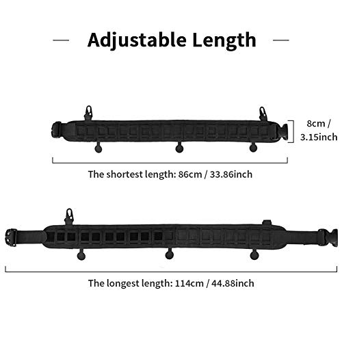 HUNTVP 1000D Cinturón Táctico Ajustable MOLLE Cinturón Militar Cinturón de Utilidad Nailon para Airsoft Softair Caza Policía Senderismo Trekking Al Aire Libre Deporte, Negro
