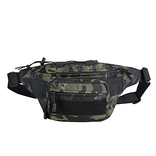HUNTVP Bolsa de Riñonera Mochila de Bandolera 2 Vías de Llevar Estilo Militar Táctical Bolsa de Múltiple Función Impermeable para Aire Libre Correr Senderismo Ciclismo Camping, Camuflaje-M