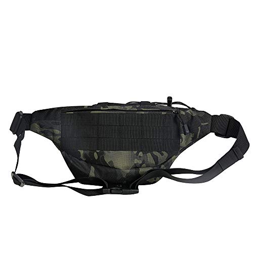 HUNTVP Bolsa de Riñonera Mochila de Bandolera 2 Vías de Llevar Estilo Militar Táctical Bolsa de Múltiple Función Impermeable para Aire Libre Correr Senderismo Ciclismo Camping, Camuflaje-M