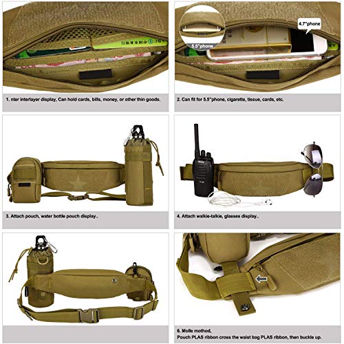 HUNTVP Riñonera Táctica Mochila Deportiva Militar Bolso Cinturon Impermeable para Senderismo Ciclismo Camping Caza, Camuflaje