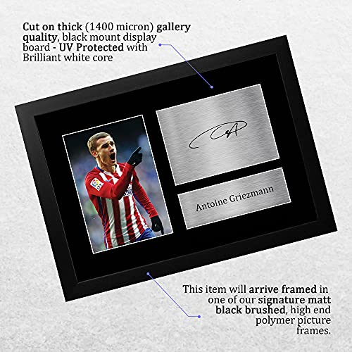 HWC Trading Antoine Griezmann A4 Enmarcado Regalo De Visualización De Fotos De Impresión De Imagen Impresa Autógrafo Firmado por Atletico Madrid Los Aficionados Al Fútbol