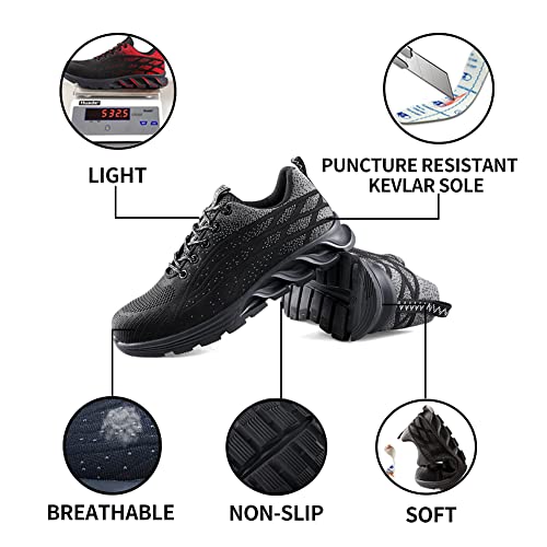 HYCOPROT Zapatos De Seguridad para Hombres y Mujeres, Zapatillas con Punta De Acero, Zapatos De Trabajo Ligeros y Transpirables, Zapatos Deportivos De Seguridad con Colchón (Azul, Numeric_46)