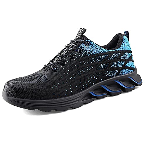 HYCOPROT Zapatos De Seguridad para Hombres y Mujeres, Zapatillas con Punta De Acero, Zapatos De Trabajo Ligeros y Transpirables, Zapatos Deportivos De Seguridad con Colchón (Azul, Numeric_46)