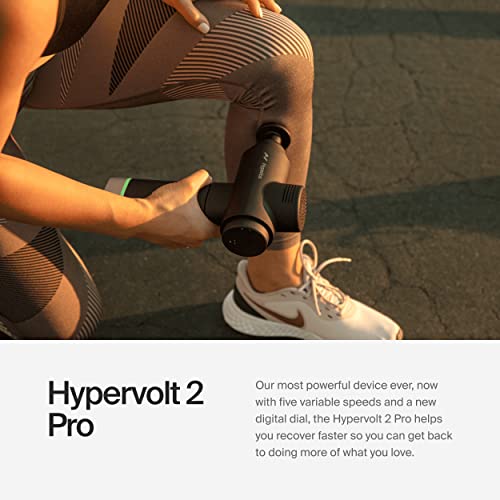 Hypervolt 2 Pro - Con tecnología Quiet Glide - Pistola de masaje de percusión de mano | 5 velocidades, 5 cabezas intercambiables | Ayuda a aliviar el dolor muscular y la rigidez