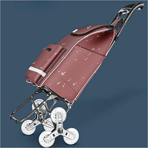 HYRL Carros de Compras carretillas Plegables Subir escaleras Aumento de la Base Cremallera Delantera Bolsillo Plegable mecánico Hebilla