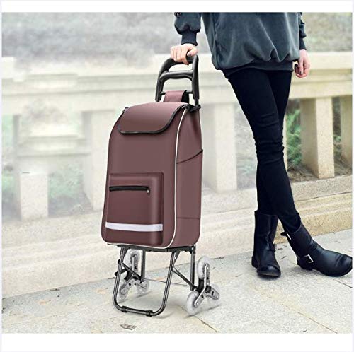 HYRL Carros de Compras carretillas Plegables Subir escaleras Aumento de la Base Cremallera Delantera Bolsillo Plegable mecánico Hebilla