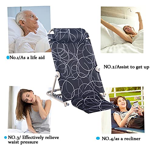 HYYYH Soporte de Espalda de Cama para Ancianos Almohada de Lectura Plegable Ángulo Ajustable 70-90 °, Puede soportar 130 kg (Color : Black, Size : 72 * 50 * 35cm)