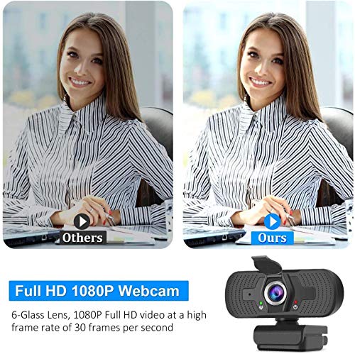 iAmotus Webcam 1080P Full HD con Micrófono Incorporado y Cubierta de Privacidad Cámara Web Mini USB Plug Play Webcam para Video Chat y Grabación, Compatible con PC Windows, Computadora Mac
