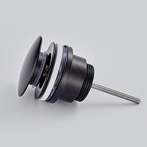 Ibergrif M20509B Desagües Lavabo Universal con/Sin Rebosadero, Válvula Tapón Automatica Pop up, Plata, Negro