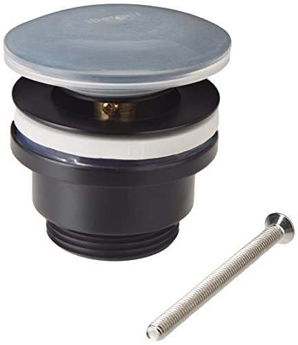 Ibergrif M20509B Desagües Lavabo Universal con/Sin Rebosadero, Válvula Tapón Automatica Pop up, Plata, Negro