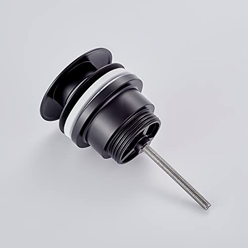Ibergrif M20509B Desagües Lavabo Universal con/Sin Rebosadero, Válvula Tapón Automatica Pop up, Plata, Negro