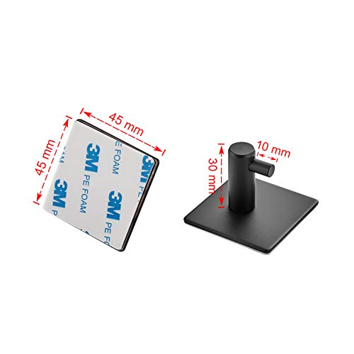 Ibergrif M34251B - Ganchos Acero, Soporte de Pared para Toallas de Baño, Colgador Cocina, Adhesivo 3M, 4 Piezas, Negro