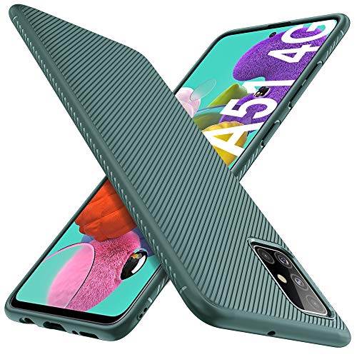 iBetter Diseño para Samsung Galaxy A51 Funda, Fina de Silicona [Resistente a los arañazos ] Funda para Samsung Galaxy A51 Smartphone.de en Verde Noche