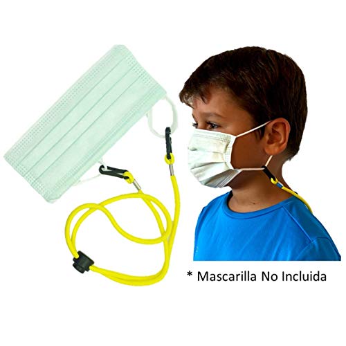 IBOMBAI Cordón para Mascarilla x 4 Multicolor, Soporte Correa Ajustable Cómodo con Clips Mosquetón, Evita perdidas en el Trabajo, Colegio. Anti Viento