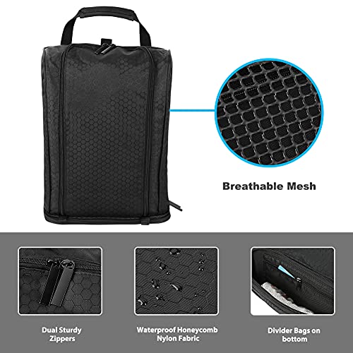 icyant Laelr - Bolsa de zapatos de golf para hombres y mujeres, bolsa de zapatos de embalaje portátil para viajes, bolsa organizadora de zapatos de gran capacidad, transpirable, color negro