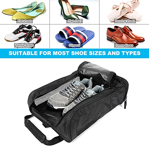 icyant Laelr - Bolsa de zapatos de golf para hombres y mujeres, bolsa de zapatos de embalaje portátil para viajes, bolsa organizadora de zapatos de gran capacidad, transpirable, color negro