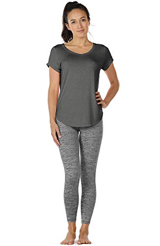 icyzone Camiseta de Yoga Deportiva de Suelta Transpirable de Manga Corta de Espalda Abierta para Mujer,Pack de 2 -XL-