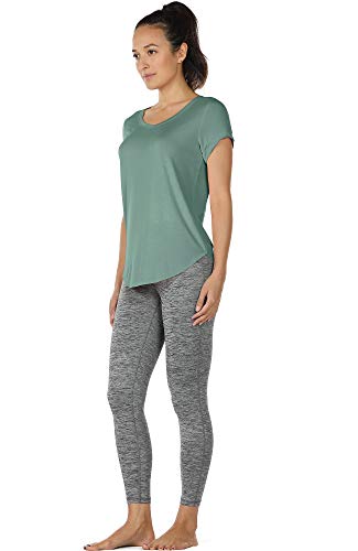 icyzone Camiseta de Yoga Deportiva de Suelta Transpirable de Manga Corta de Espalda Abierta para Mujer,Pack de 2 -XL-