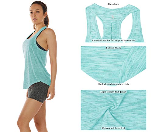 icyzone Camiseta sin Mangas de Yoga para Mujer Chaleco Deportivo (M, Verde Hielo)