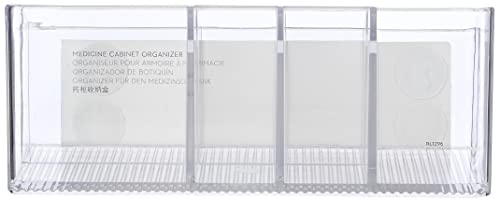 iDesign Caja botiquín para el baño o el armario, pequeña caja para medicinas de plástico con 7 compartimentos, organizador de medicamentos fácil de limpiar, transparente