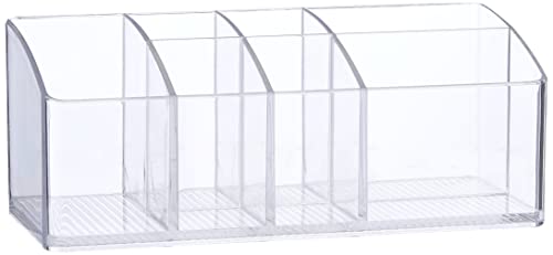 iDesign Caja botiquín para el baño o el armario, pequeña caja para medicinas de plástico con 7 compartimentos, organizador de medicamentos fácil de limpiar, transparente
