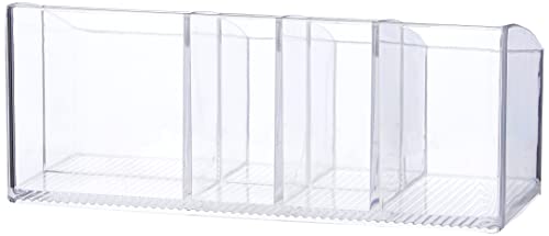 iDesign Caja botiquín para el baño o el armario, pequeña caja para medicinas de plástico con 7 compartimentos, organizador de medicamentos fácil de limpiar, transparente