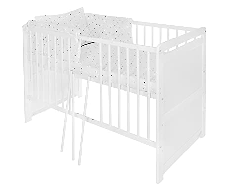 iGlobal Cuna de bebé 2 en 1, con colchón, altura regulable, convertible en cama infantil, cajón inferior de 120 x 60 cm