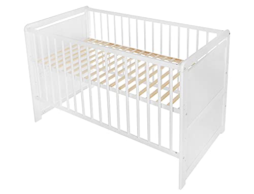iGlobal Cuna de bebé 2 en 1, con colchón, altura regulable, convertible en cama infantil, cajón inferior de 120 x 60 cm