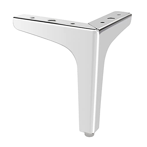 IGNPION Piernas de sofá de metal de 15 cm, 4 piezas de patas modernas para sofá, muebles, patas elevadoras, patas de repuesto para mueble de TV, armario otomano, sofá, armario, color plateado