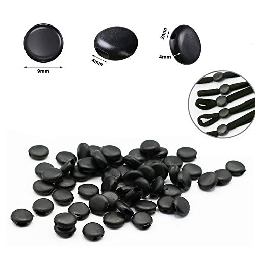 IHUIXINHE Ajustadores para Cordones de Mascarillas, 500 Blancas y 500 Negras, Cerraduras de Cordón de Silicona, Hebillas de Cordón Elásticas, con 2 Pinzas para el Cabello en Forma de U