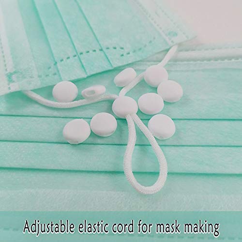 IHUIXINHE Ajustadores para Cordones de Mascarillas, 500 Blancas y 500 Negras, Cerraduras de Cordón de Silicona, Hebillas de Cordón Elásticas, con 2 Pinzas para el Cabello en Forma de U