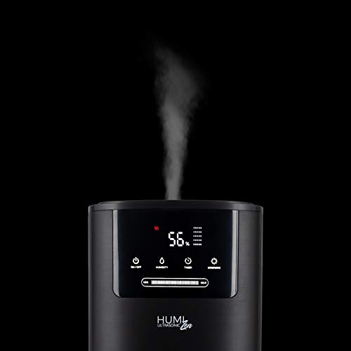 IKOHS HUMIZEN ULTRASONIC- Humidificador de Aceites Esenciales, 4L, Ultrasónico, Difusor de Aromas, Ultrasilencioso,Dispone de Vapor Frio y Caliente, 110W, Temporizador, Pantalla Led (Negro)