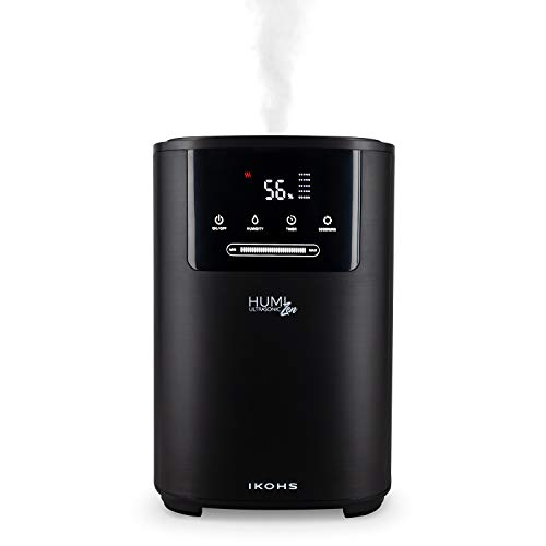 IKOHS HUMIZEN ULTRASONIC- Humidificador de Aceites Esenciales, 4L, Ultrasónico, Difusor de Aromas, Ultrasilencioso,Dispone de Vapor Frio y Caliente, 110W, Temporizador, Pantalla Led (Negro)