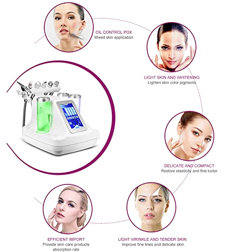 iksvmsis Hidrógeno Y Oxígeno Máquina De Belleza, Máquina Facial De Hidrógeno Y Oxígeno, 6 En 1 Agua Hidrógeno Oxígeno Belleza Máquina para El Cuidado De La Piel Profunda Limpieza Exfoliante