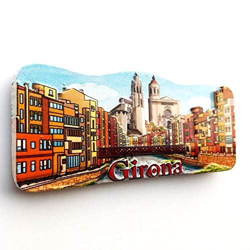 Imán para nevera de resina 3D con diseño de Time Traveler Go Ancient City Girona, España, regalo de recuerdo colección para el hogar y la cocina, imán magnético para nevera